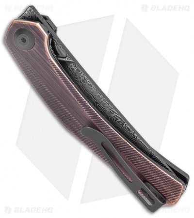 CIVIVI Lazar Liner Lock Knife Black Hand Rubbed Copper (3.1" Damascus)