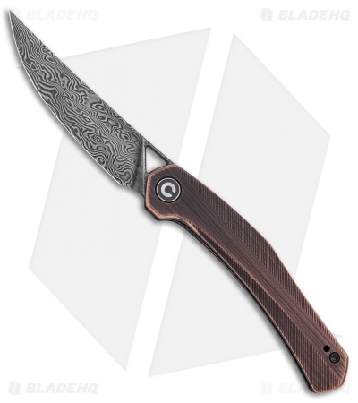 CIVIVI Lazar Liner Lock Knife Black Hand Rubbed Copper (3.1" Damascus)