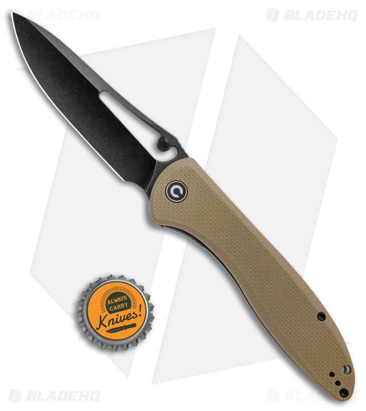 CIVIVI Picaro Liner Lock Knife Tan G-10 (3.94" Black Stonewash) 