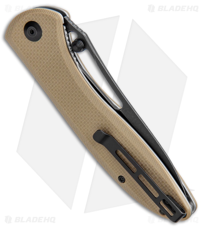 CIVIVI Picaro Liner Lock Knife Tan G-10 (3.94" Black Stonewash) 