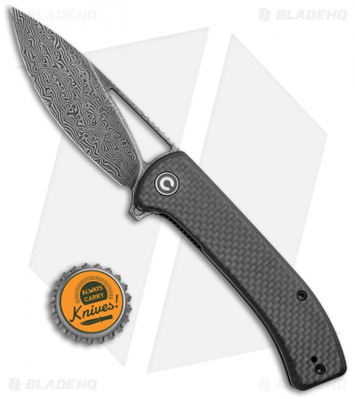CIVIVI Riffle Liner Lock Knife CF / Black G-10 (3.5" Damascus) C2024DS-1