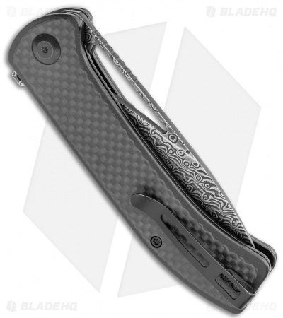 CIVIVI Riffle Liner Lock Knife CF / Black G-10 (3.5" Damascus) C2024DS-1