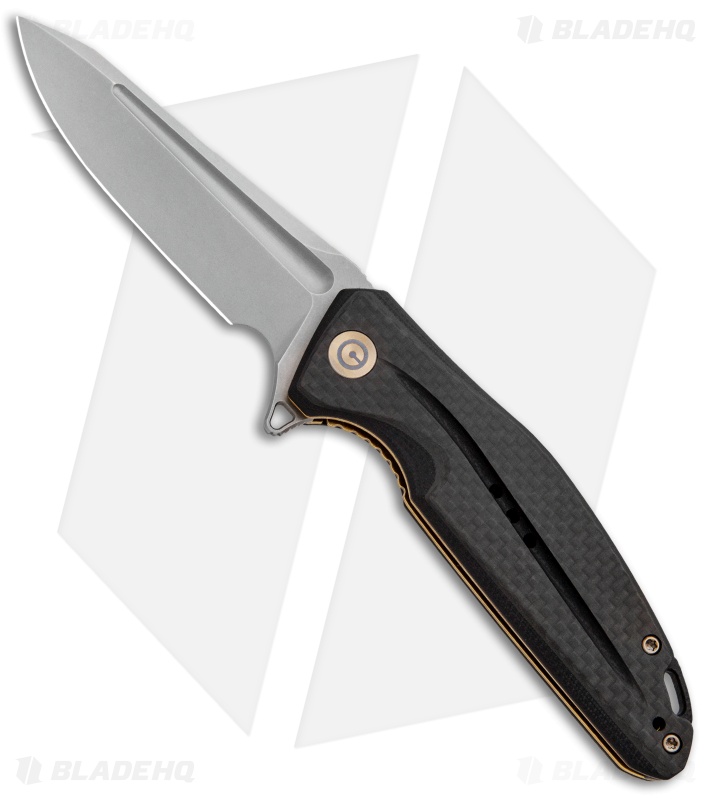 CIVIVI Statera Flipper Liner Lock Knife Black Carbon Fiber (3.5" SW) C901C