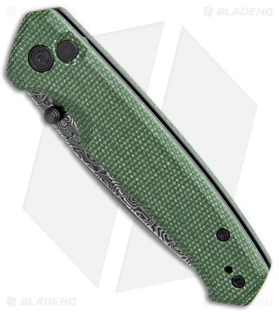 CIVIVI Altus Button Lock Knife Green Micarta (3" Dark Damascus) C20076-DS1