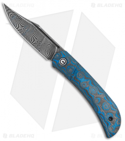 CIVIVI Appalachian Drifter Knife | Blue G-10/CF + Damascus | Blade HQ