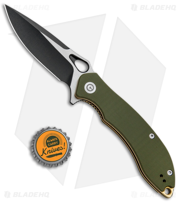 CIVIVI Aquila Flipper Liner Lock Knife OD Green G-10 (3.4" Black) C805A
