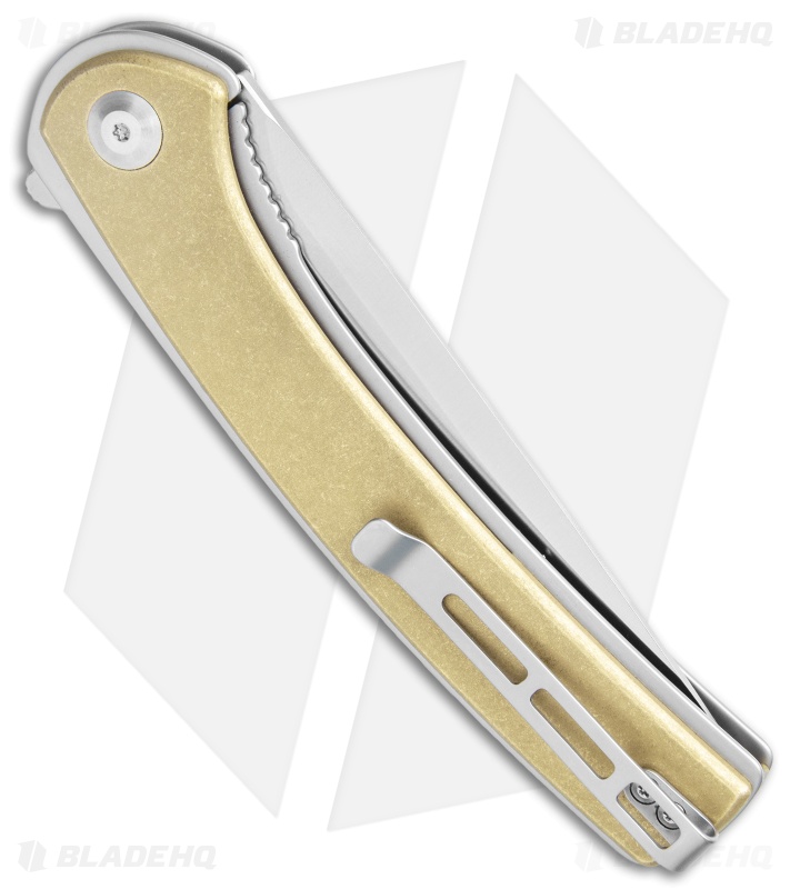 CIVIVI Asticus Liner Lock Knife Stonewashed Brass (3.8" Satin) C2002E