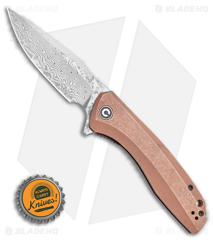CIVIVI Baklash Flipper Liner Lock Knife Stonewashed Copper (3.5" Damascus) 