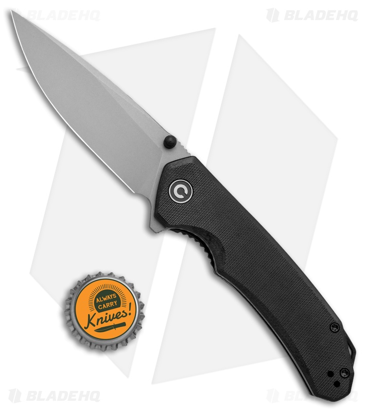 CIVIVI Brazen Drop Point Liner Lock Knife Black G-10 (3.5" Stonewash) C2102C