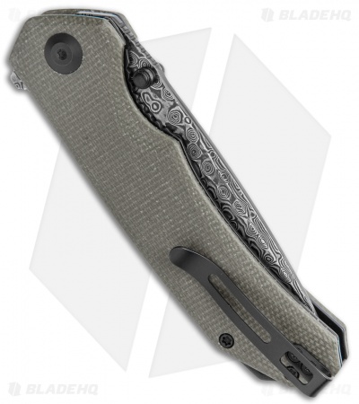 CIVIVI Brazen Drop Point Liner Lock Knife Dark Green Micarta (3.5" Damascus) 
