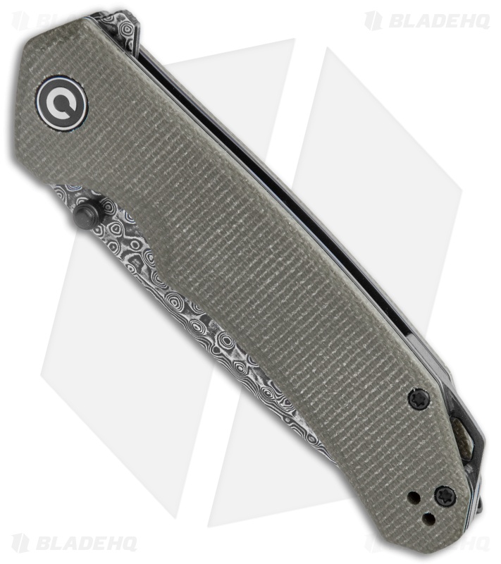 CIVIVI Brazen Drop Point Liner Lock Knife Dark Green Micarta (3.5" Damascus) 