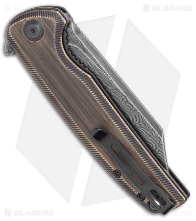 CIVIVI Brigand Liner Lock Knife Dark Brass (3.5" Dark Damascus) C909DS-2