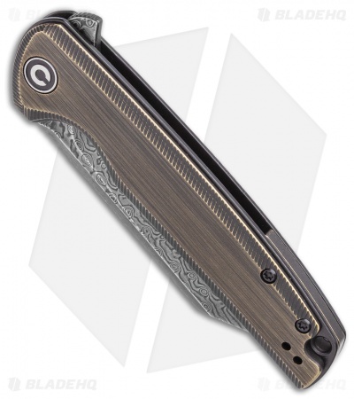 CIVIVI Brigand Liner Lock Knife Dark Brass (3.5" Dark Damascus) C909DS-2