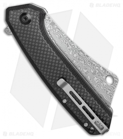 CIVIVI Mastodon  Liner Lock Black G-10 / CF  (3.8" Damascus) C2012DS-1