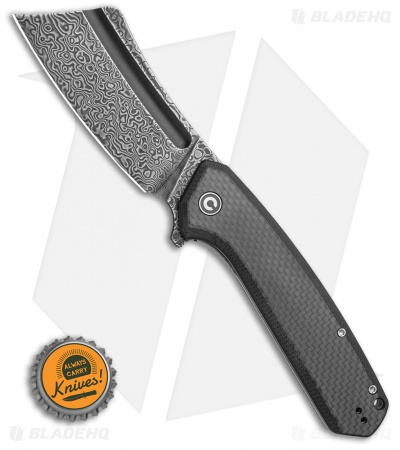 CIVIVI  Bullmastiff Liner Lock Knife Twill Carbon Fiber (3.8" Black Damascus)