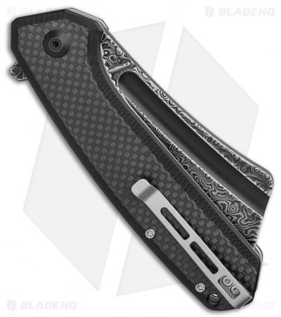 CIVIVI  Bullmastiff Liner Lock Knife Twill Carbon Fiber (3.8" Black Damascus)