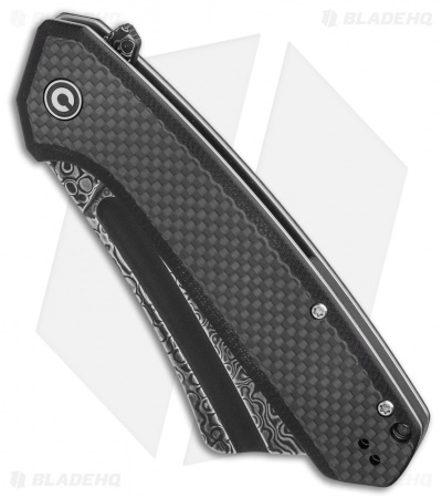 CIVIVI  Bullmastiff Liner Lock Knife Twill Carbon Fiber (3.8" Black Damascus)