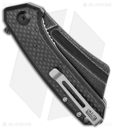 CIVIVI Mini Bullmastiff Liner Lock Knife Twill Carbon Fiber (3" Black Damascus)