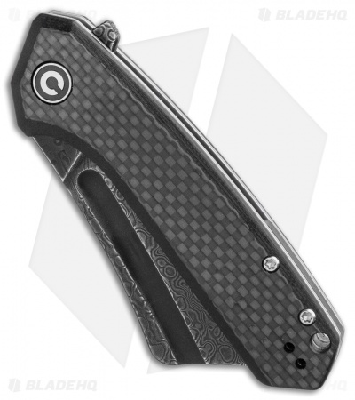 CIVIVI Mini Bullmastiff Liner Lock Knife Twill Carbon Fiber (3" Black Damascus)