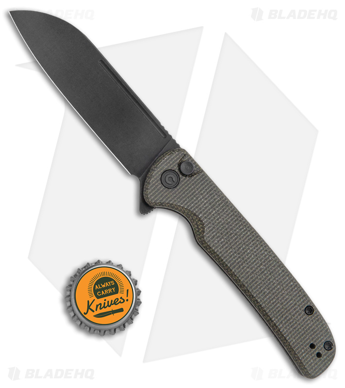 CIVIVI Chevalier Button Lock Knife Green Micarta (3.5" Black SW) C20022-2