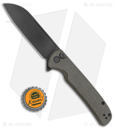 CIVIVI Chevalier Button Lock Knife Green Micarta (3.5" Black SW) C20022-2