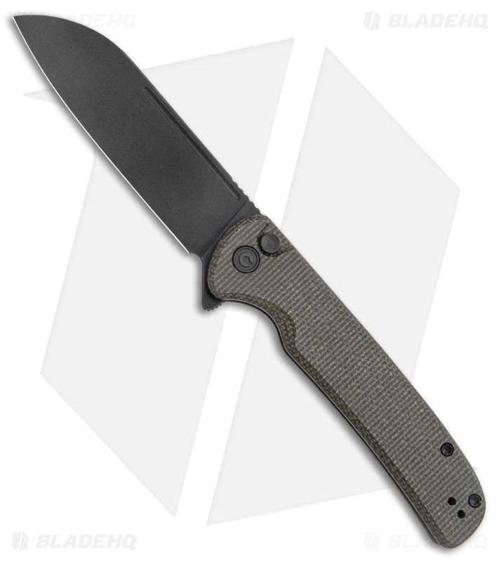 CIVIVI Chevalier Button Lock Knife Green Micarta (3.5" Black SW) C20022-2