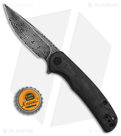 CIVIVI NOx Frame Lock Knife Marble Carbon Fiber/Steel Frame (2.8" Dark Damascus)