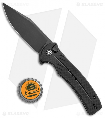 CIVIVI Cogent Button Lock Flipper Knife Black G-10 (3.5" Black) C20038D-1