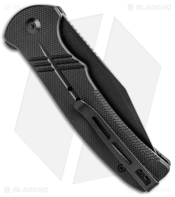 CIVIVI Cogent Button Lock Flipper Knife Black G-10 (3.5" Black Serr) C20038E-1