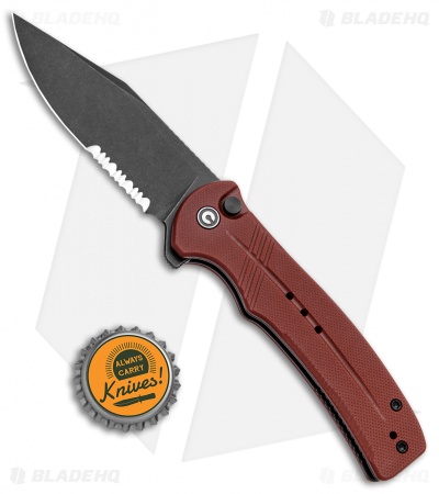CIVIVI Cogent Button Lock Knife Burgundy G-10 (3.5" Black Serr) C20038E-2