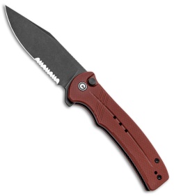 CIVIVI Cogent Button Lock Knife Burgundy G-10 (3.5" Black Serr) C20038E-2