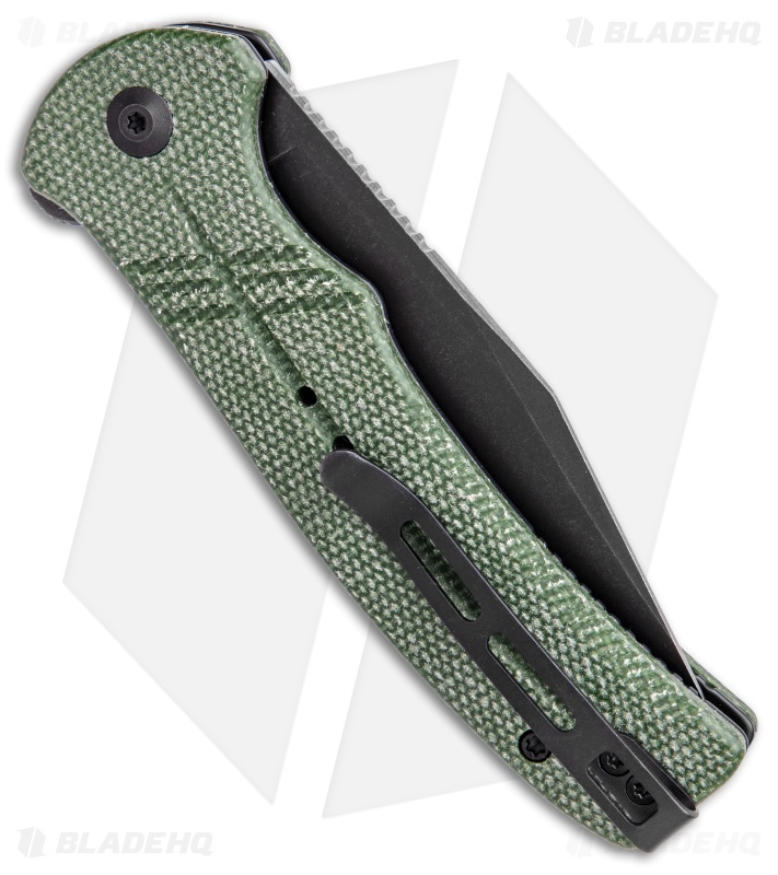 CIVIVI Cogent Button Lock Knife Green Micarta (3.5" Black Serr) C20038E-4