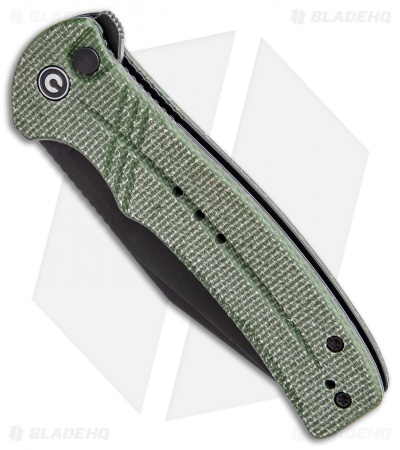 CIVIVI Cogent Button Lock Knife Green Micarta (3.5" Black Serr) C20038E-4