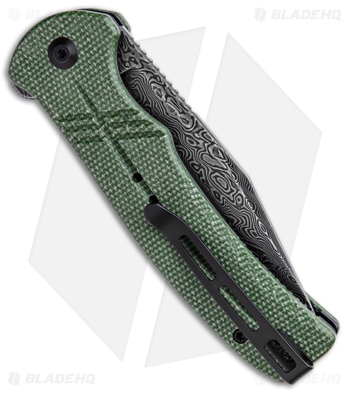 CIVIVI Cogent Button Lock Knife Green Micarta (3.5" Damascus) C20038D-DS1