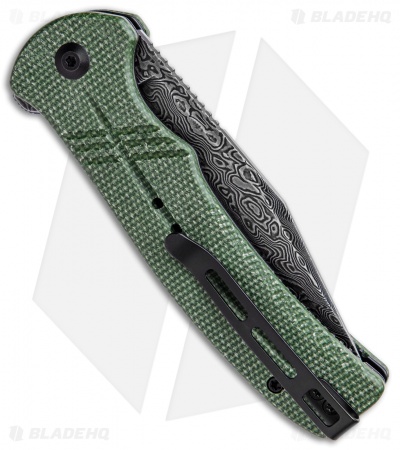 CIVIVI Cogent Button Lock Knife Green Micarta (3.5" Damascus) C20038D-DS1