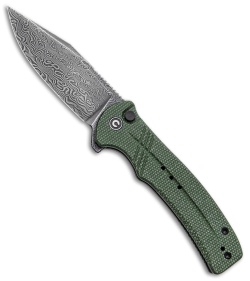 CIVIVI Cogent Button Lock Knife Green Micarta (3.5" Damascus) C20038D-DS1