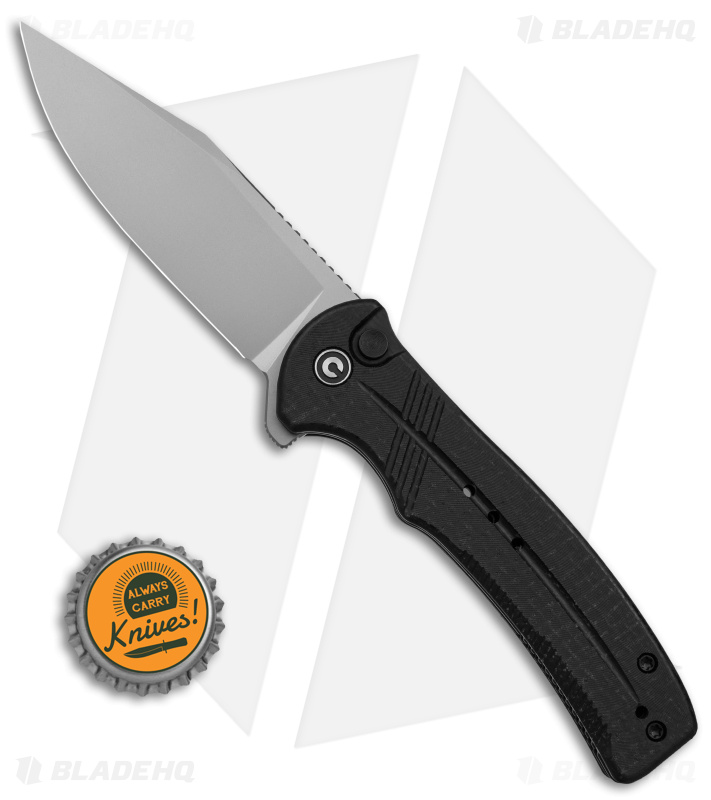 CIVIVI Cogent Button Lock Flipper Knife Coarse Black Micarta (3.5" BB) C20038D-7