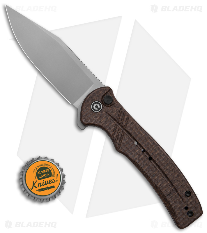 CIVIVI Cogent Button Lock Flipper Knife Coarse Brown Micarta (3.5" BB) C20038D-6