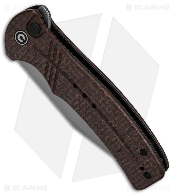 CIVIVI Cogent Button Lock Flipper Knife Coarse Brown Micarta (3.5" BB) C20038D-6