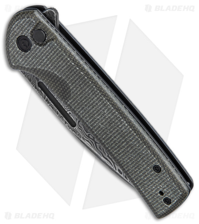 CIVIVI Conspirator Button Lock Knife Dark Green Micarta (3.5" Damascus)