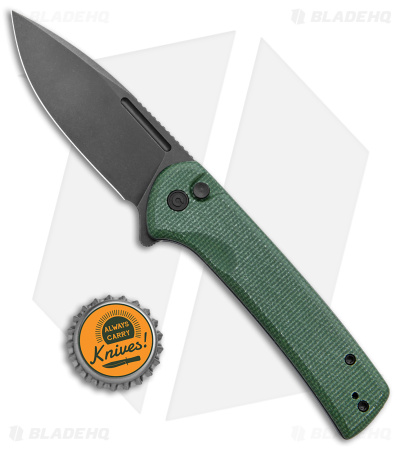 CIVIVI Conspirator Button Lock Knife Green Micarta (3.5" Black SW) C21006-2