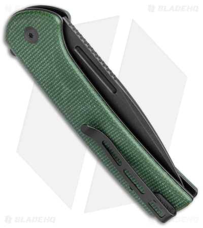 CIVIVI Conspirator Button Lock Knife Green Micarta (3.5" Black SW) C21006-2