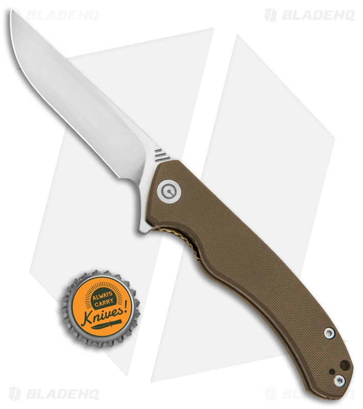 CIVIVI Courser Flipper Liner Lock Knife Tan G-10 (3.4" Satin) C804B