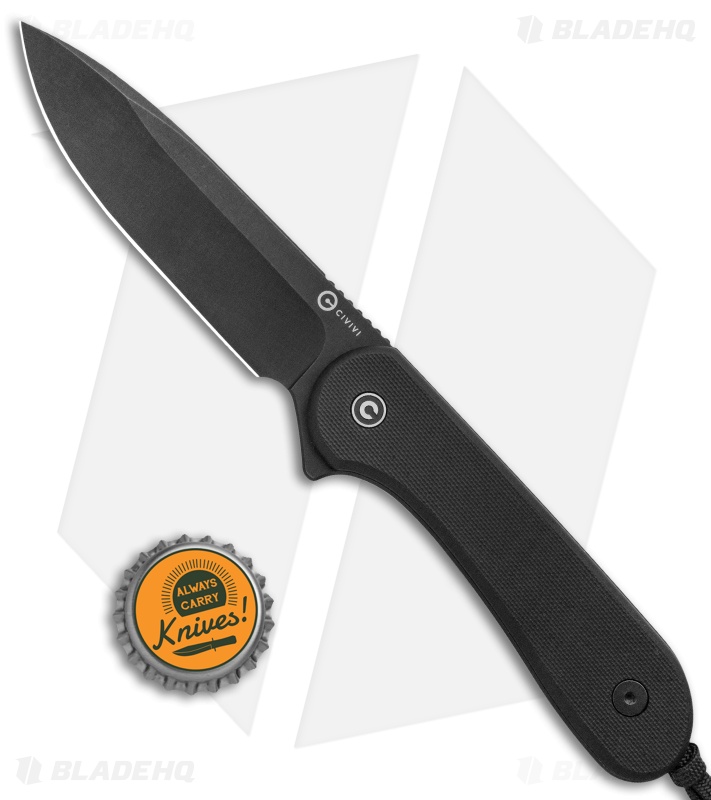 CIVIVI Elementum Fixed Blade Knife Flat Black G-10 (4" Black SW)