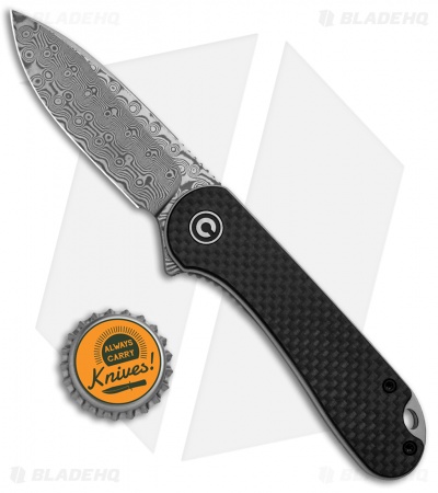 CIVIVI Elementum Liner Lock Knife Black G-10/Carbon Fiber (2.9" Damascus) C907DS