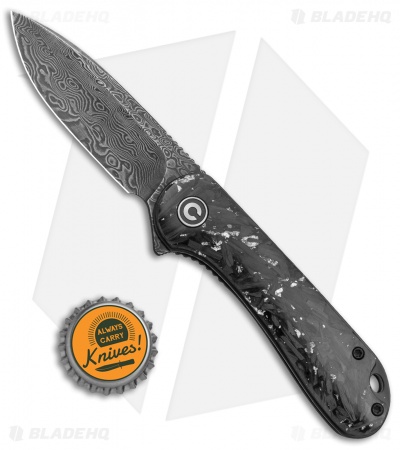 CIVIVI Elementum Liner Lock Knife Silver Shred Carbon Fiber (2.9" Damascus) 