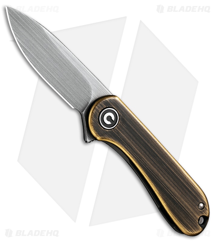 CIVIVI Mini Elementum Frame Lock Knife Hand-Rubbed Brass (1.8" Gray)  