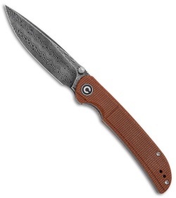 CIVIVI Imperium Liner Lock Knife Brown Micarta (3.5&quot; Damascus) C2107DS-1 | 134765