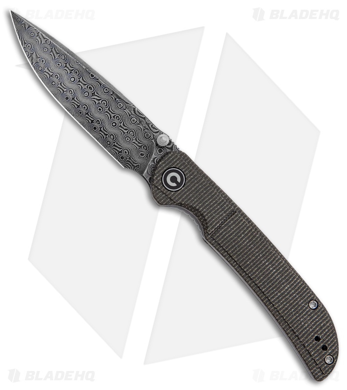 CIVIVI Imperium Liner Lock Knife Dark Green Micarta (3.5" Damascus) C2107DS-3
