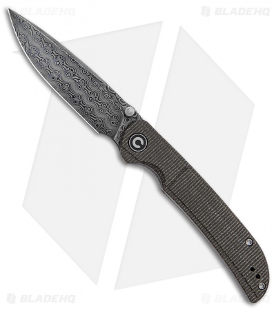 CIVIVI Imperium Liner Lock Knife Dark Green Micarta (3.5" Damascus) C2107DS-3